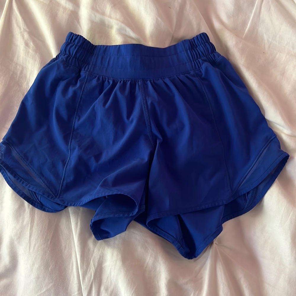 lulu lemon 4 inch blue shorts